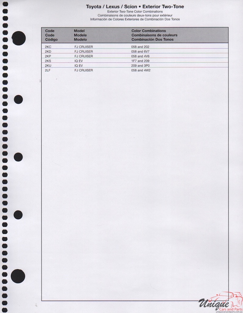 2014 Toyota Paint Charts RM 7